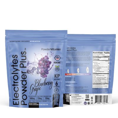 Electrolytes Powder Plus (100 Servings) Blueberry Grape Electrolyte Powder Sugar Free, Keto, 0 Sugar, No Maltodextrin, 1000mg Potassium,120mg Calcium,120mg Magnesium, Hydration