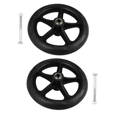 2 Pcs 7 Wheelchair Front Wheel Wheelchair Manual Wheel Hub Bearing Replacement Parts Front Wheel Walker Wheels Solid Tire Wheel Rubber Black Handle
