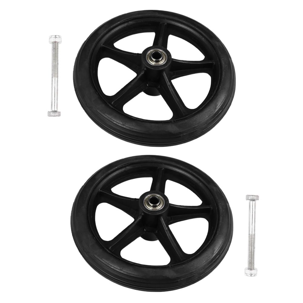 2 Pcs 7 Wheelchair Front Wheel Wheelchair Manual Wheel Hub Bearing Replacement Parts Front Wheel Walker Wheels Solid Tire Wheel Rubber Black Handle