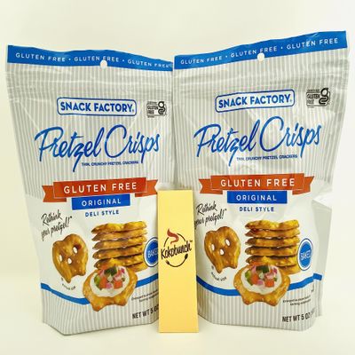 Pretzel Crisps Gluten Free Thin Crackers Crunchy Original Deli Style By Snack Factory Bundled With Kokobunch Kit | 2 PK - 5oz