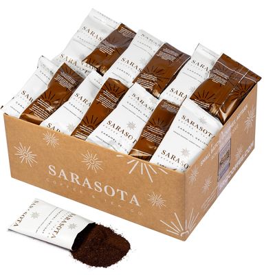 Salted Caramel Coffee Packs  Flavored Medium Roast | 2.5oz Pre-Measured Ground Packets for 12-Cup Brewer | Low Acid Mold-Free Gourmet Pouches | 36 Count by Sarasota Coffee