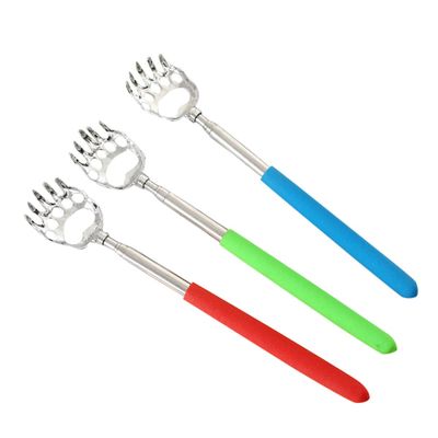 BCOATH 3pcs Telescoping Back Scratcher Extendable Stainless Steel Body Scratcher with Rubber Grip Random Color for Itch Relief Travel