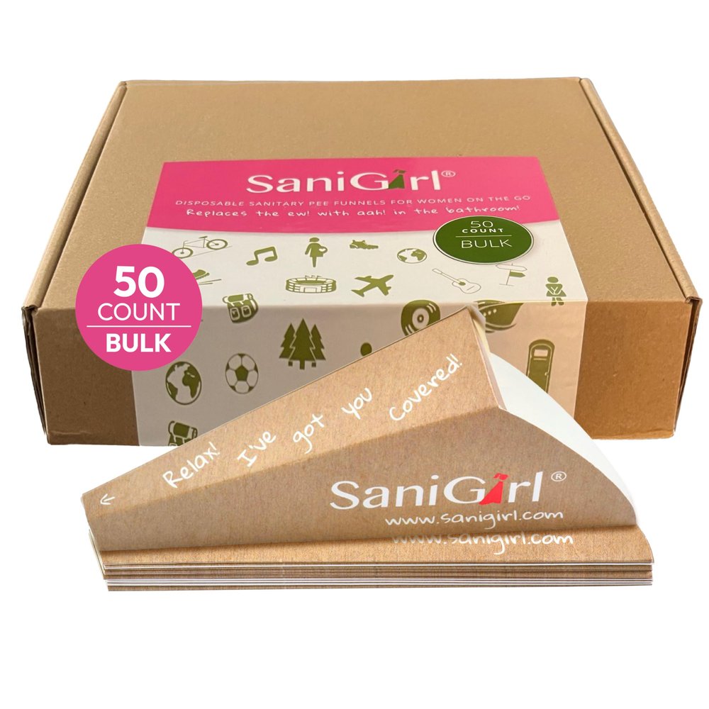 SaniGirl Pee Funnel for Women - Female Urinals for Women - Disposable Recyclable Womens Pee Funnel for Travel & Camping Essentials - Female Urination Device for Outdoors & Travel (50 Count Bulk Pack)