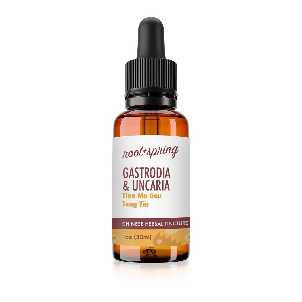 root + spring Gastrodia & Uncaria - Tian Ma Gou Teng Yin - Herbal Tincture (Liquid Extract) - Concentrate with Dropper - Natural TCM Herb Blend Supplement 1 oz