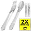 [200 Count] 2X Heavy Duty Clear Plastic Forks and Spoons Set Individually Wrapped, 100 Count Forks and 100 Count Spoons Disposable Silverware Set, Perfect for Event Catering, Party, and Take out. view 1