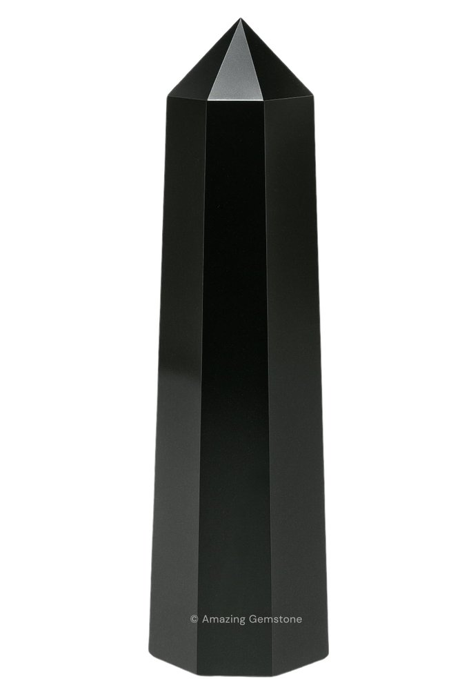 Amazing Gemstone Black Agate Crystal Towers ~ Natural Healing Crystal Point Obelisk for Reiki Healing and Crystal Grid (3" to 4" INCH)