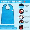 TaoTazon Adult Bibs,3 Packs Adult Bibs for Women Eating with Foldable Food Crumb Cather (Flower adhesive adjustment buckle) view 3