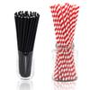 12 Inch Red Stripes Giant Paper Smoothie Straws (100 ct.) Bundle With 10.25 Inch Black Jumbo Paper Straws (100 ct.) view 1