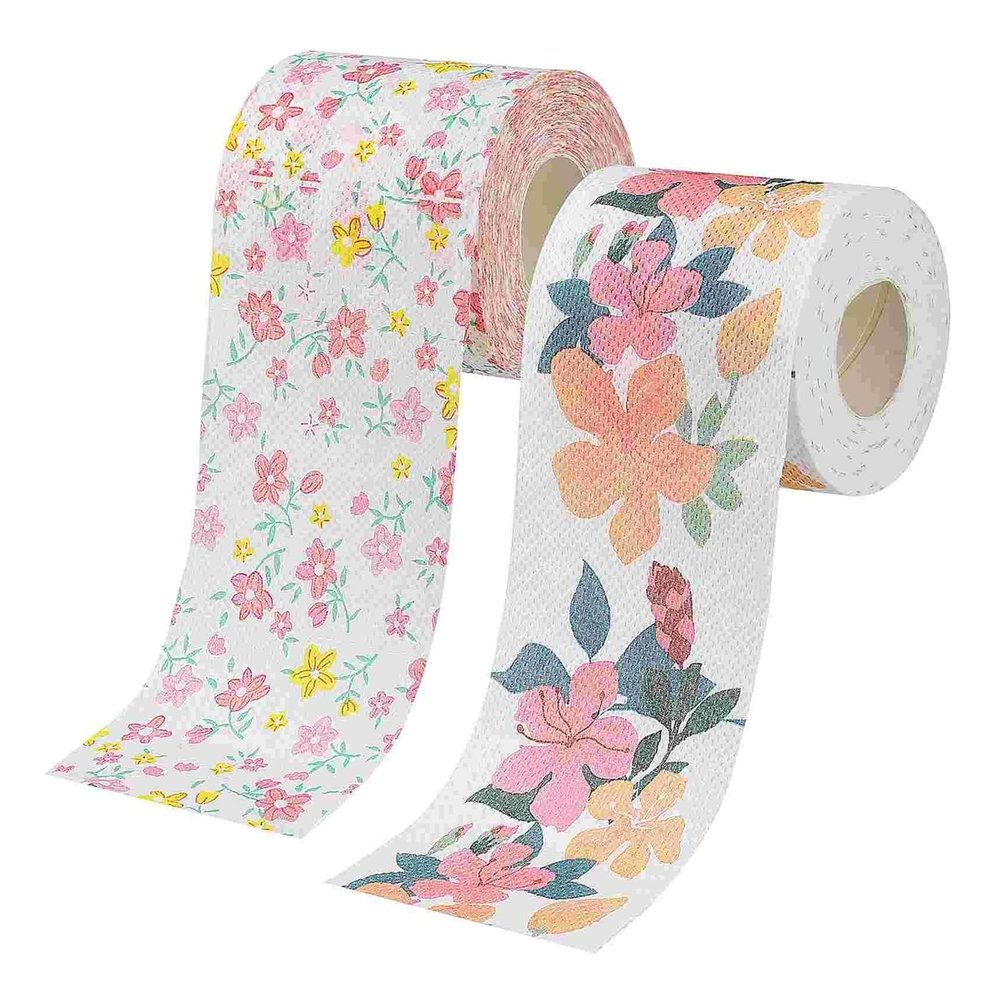 2 Rolls Printed Paper Standard Toilet Colorful Napkins Commercial Towels Personalized