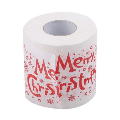 1 Roll Printed Merry Christmas Toilet Paper Tissue Table Room Decoration Christmas Party Decorations