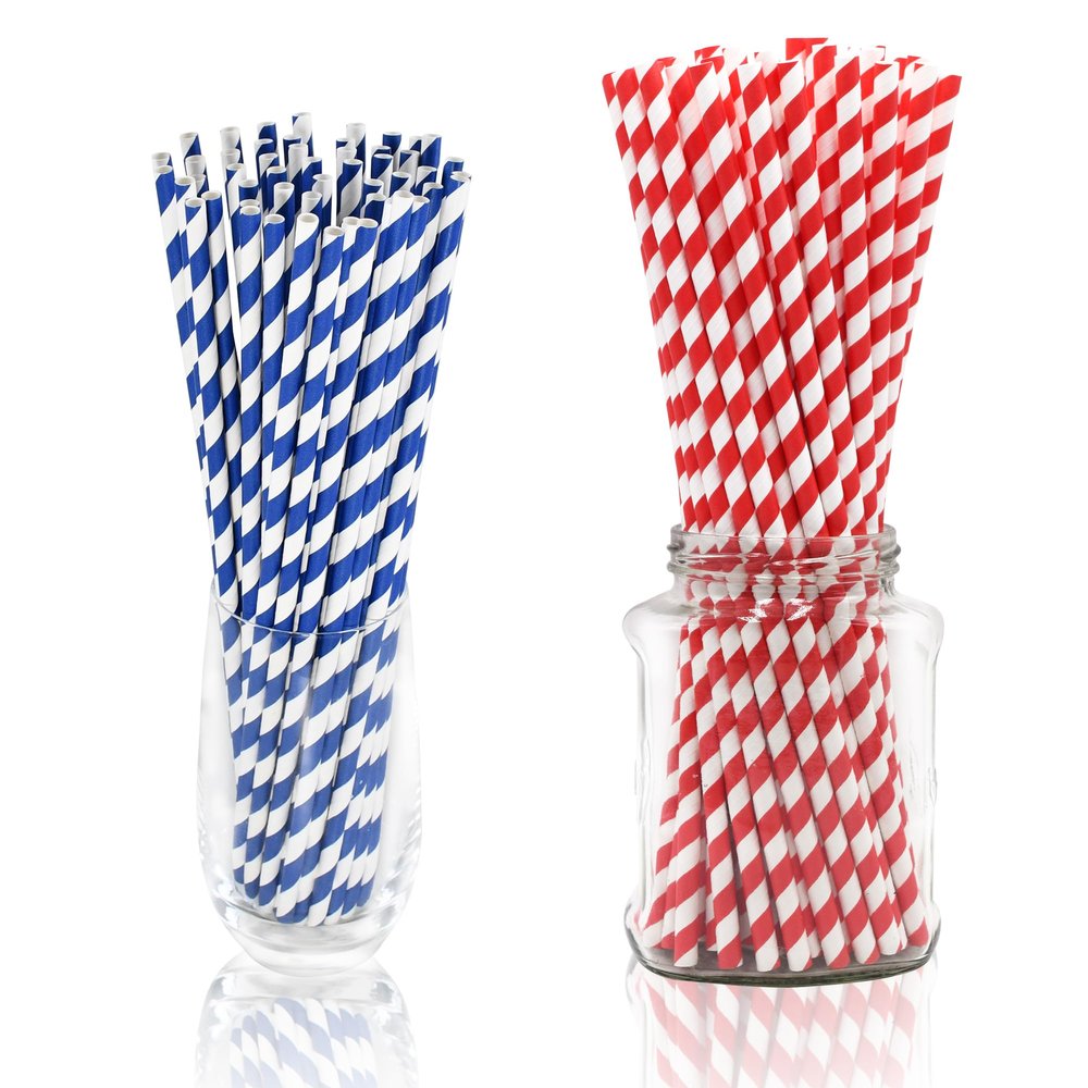 12" Giant 8mm Wide Paper Smothie Straws 100 ct. Bundle with 10.25" Jumbo 6mm Paper Drinking Straws 100 ct.
