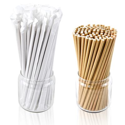 7.75 Inch Brown Kraft Paper Straws Unwrapped 1000 ct. and Individually Wrapped 1000 ct. - Restaurant Pack