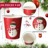 Karenhi 200 Pcs 9 oz Christmas Disposable Cups Paper Hot Chocolate Cocoa Cup Christmas Party Supplies Tea Coffee Disposable for Party Holidays Hot Cold Drinks (Snowman Style) view 3