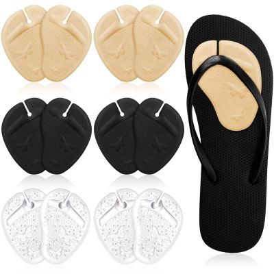 6 Pairs Gel Pads for Thong Sandals Toe Protectors Metatarsal Forefoot Cushion Inserts Foot Pads Non Slip Cushion for Sandals Thong Post Protector of Foot Grip(Apricot, Black, Clear)