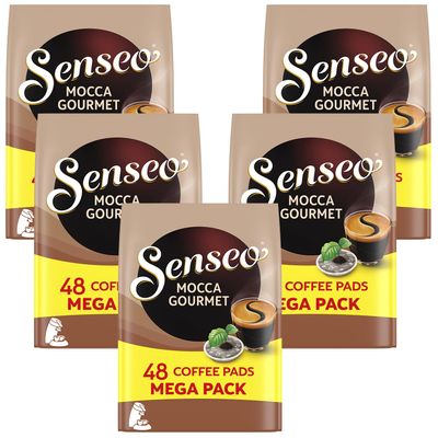 Senseo Mocca Medium Roast Coffee Pods 240 Count (5 Packs) Rich & Smooth Mocha Flavor Single-Serve Coffee Pads Compatible with Senseo Machines Imported from the Netherlands Bulk Value Pack