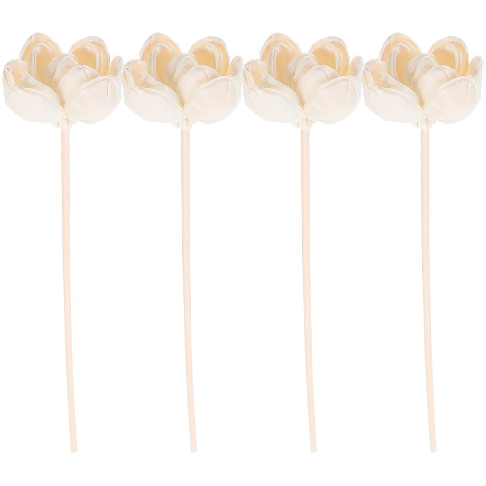 ARTIBETTER Aromatherapy Diffuser Flowers Set of 4 Natural Cotton Flower Reed Diffusers for Home Office Yoga Room Fragrance and DIY Decoration