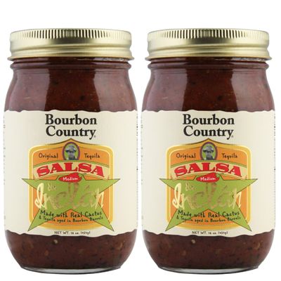 Bourbon Country Salsa De Inclan | All Natural - No Preservatives | Small Batch | Cooked with Bourbon Barrel Aged Tequila & Real Mexican Cactus | Medium Heat 16 oz (2 pack))