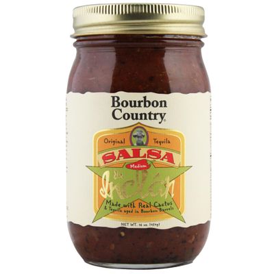 Bourbon Country Salsa De Inclan | All Natural - No Preservatives | Small Batch | Cooked with Bourbon Barrel Aged Tequila & Real Mexican Cactus | Medium Heat 16 oz (1)