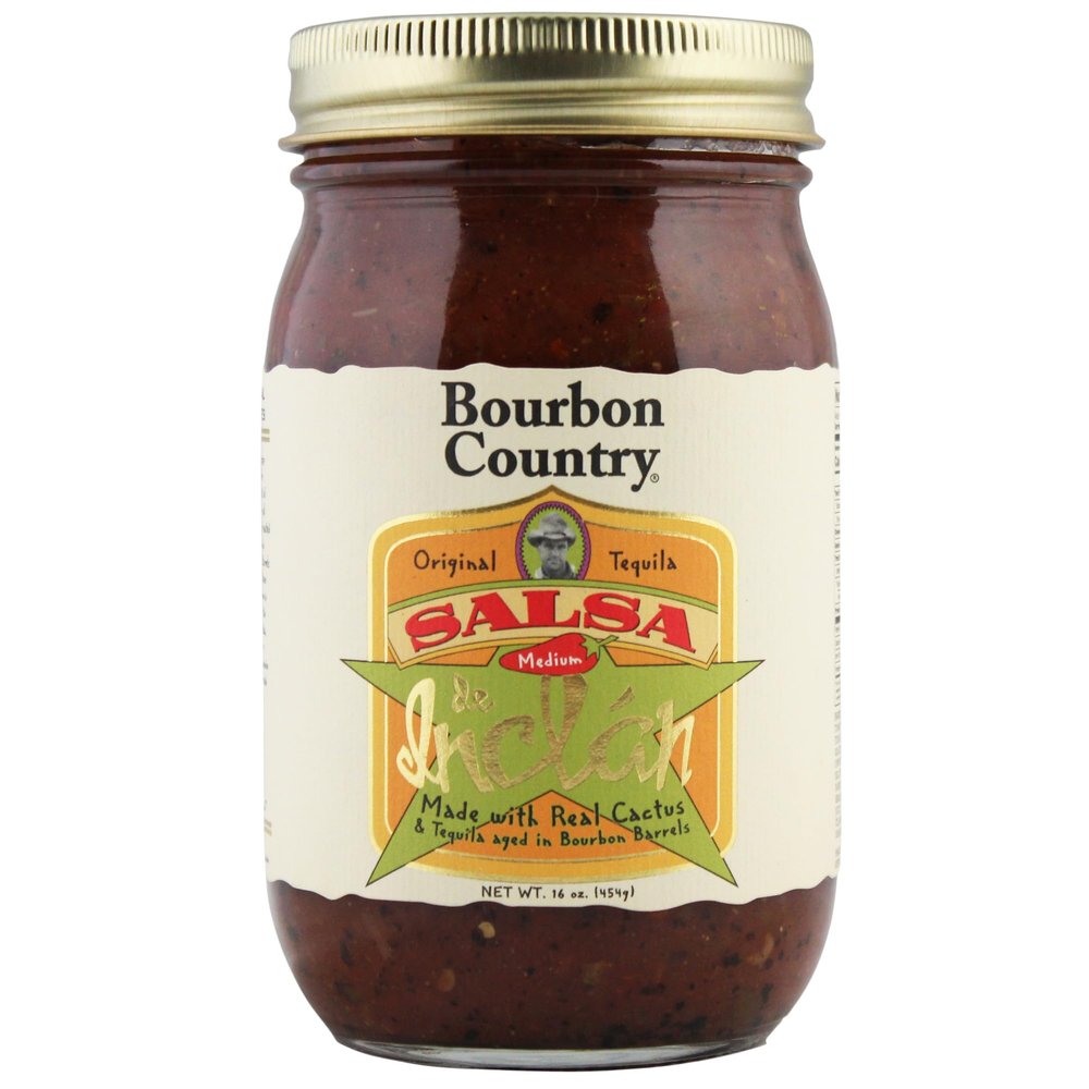 Bourbon Country Salsa De Inclan | All Natural - No Preservatives | Small Batch | Cooked with Bourbon Barrel Aged Tequila & Real Mexican Cactus | Medium Heat 16 oz (1)