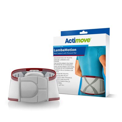 Actimove Professional LumbaMotion Back Support with Pressure Pad | Lumbar Sacral Support Belt for Lumbar Lower Back Support Belt for Sciatica, Herniated Disc, Scoliosis Back Pain Relief | White, Medium