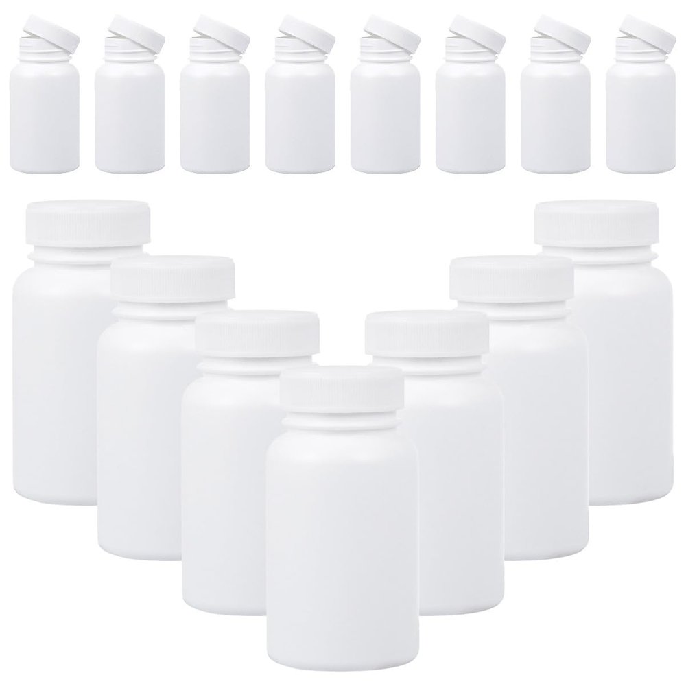 100ml Portable Pill Box 20pcs White Plastic Capsule Travel Pill Container