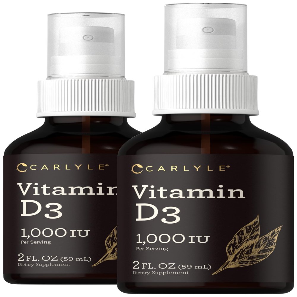 Carlyle Vitamin D3 1000IU Liquid Spray | 4 FL Oz (2 x 2 fl oz) | 2 Pack | Vegetarian, Non-GMO, Gluten Free Supplement
