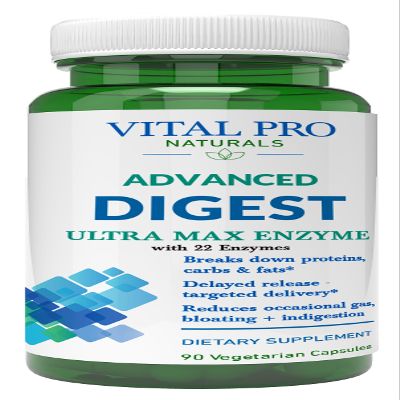 Vital Pro Naturals  Advanced Digest Natural Digestive Enzyme Supports The Breakdown of Proteins, Fats, and Carbohydrates and Reduces Occasional Gas, Bloating and Indigestion 90 Capsules