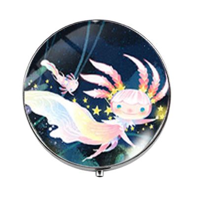 Axolotl Glass Art Photo Pill Box - Charm Pill Box - Glass Candy Boxt