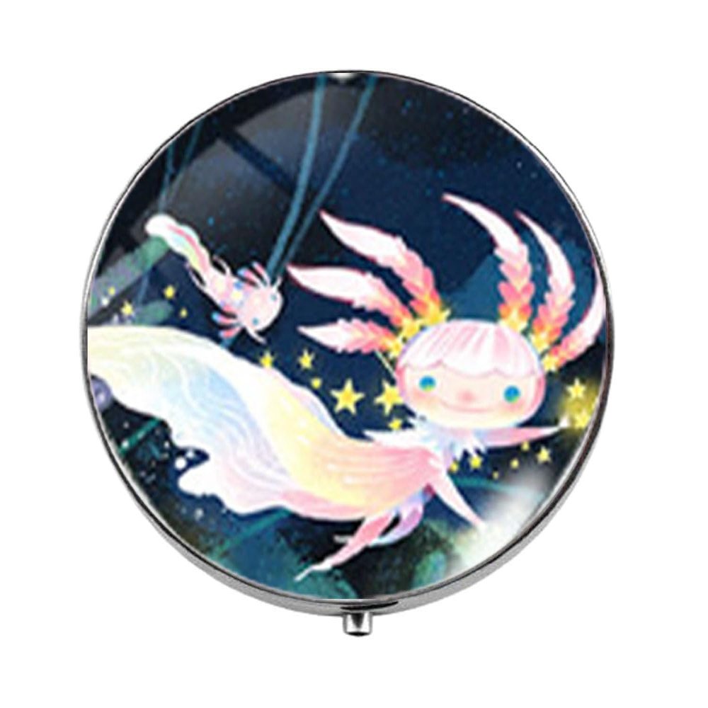 Axolotl Glass Art Photo Pill Box - Charm Pill Box - Glass Candy Boxt