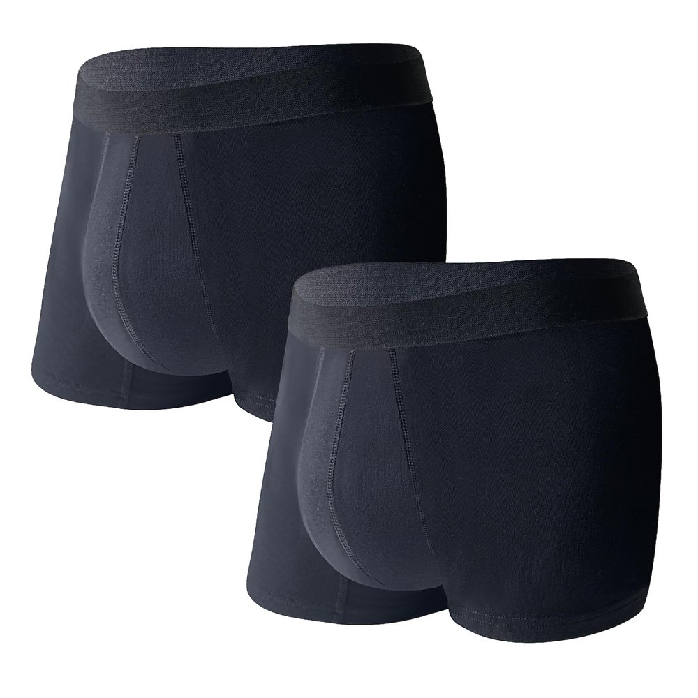 KARSWATT Washable Urinary Incontinence Underwear for Men Front Absorbent Leak Proof Boxer Briefs for Bladder Control 2 Pack (3X-Large, Black)