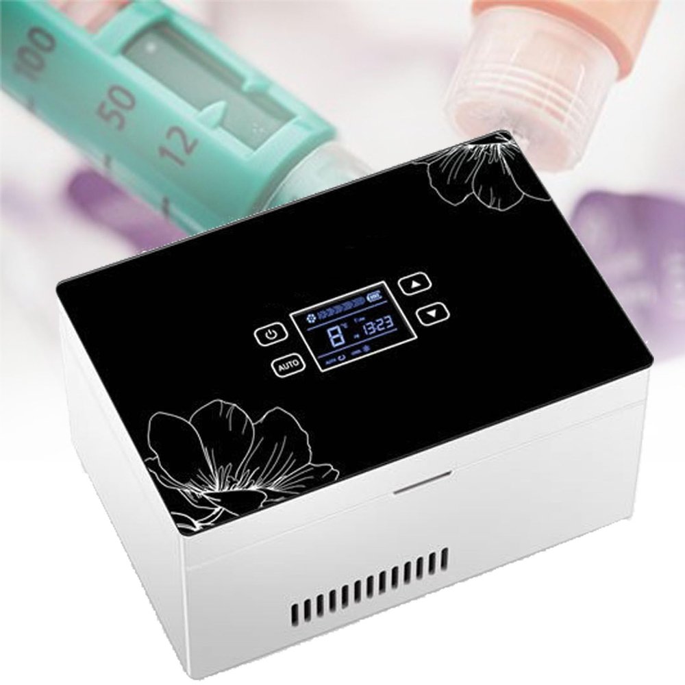 Portable Insulin Cooler,Portable Mini Medicine Refrigerator,Electric cooler for medicines,Insulin kihlbox for Car,Travel,Home(White),Twobatteries