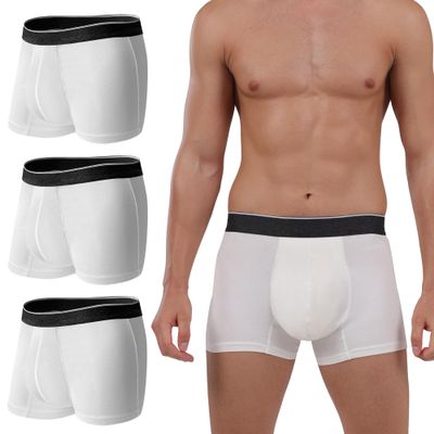 KARSWATT Reusable Absorbent Leak Proof Urinary Incontinence Underwear for Men Bladder Control Breathable Boxer Briefs 3 Pack (X-Large, White)