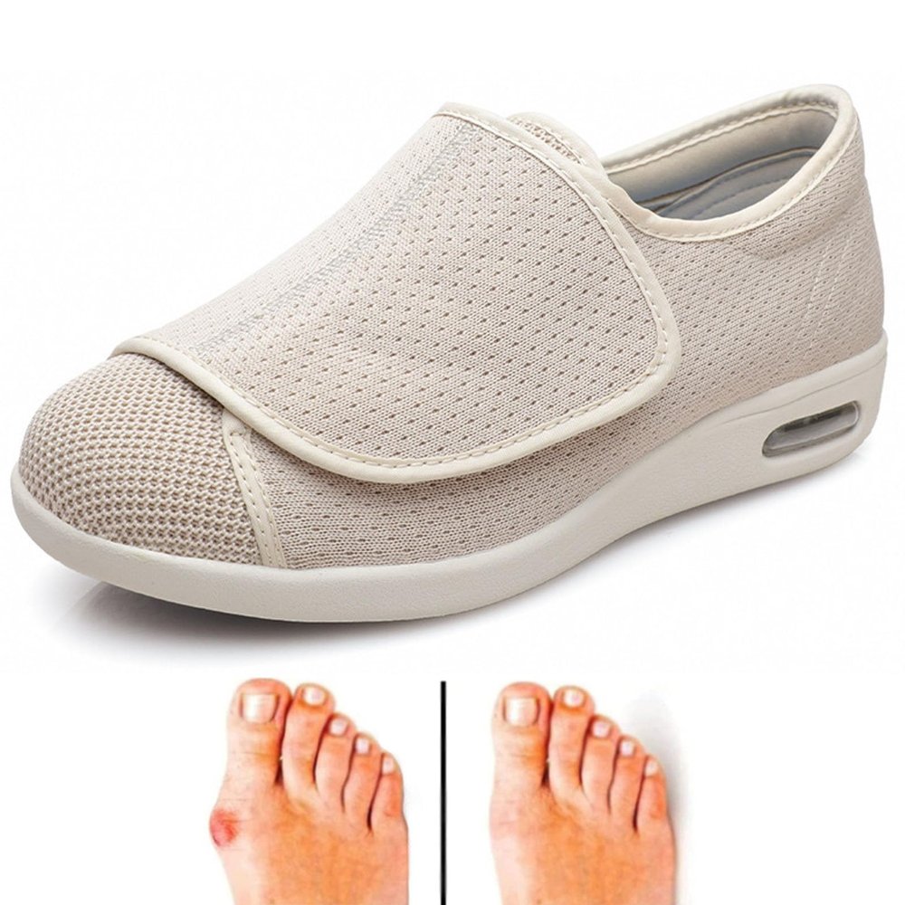 bumuam Women's Walking Shoes with Arch Support,Adjustable Closure Lightweight Breathable Swollen Feet Walking Edema Sneakers Men 5/Women 6