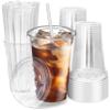 Fit Meal Prep 100 Pack 20 oz Plastic Iced Coffee Cups with Flat Lids and Clear Straws, Disposable Clear Cup, BPA Free Cup for Party, Smoothie, Cold Drinks, Juice, Milkshake, Bubble Boba, Tea view 1