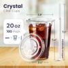 Fit Meal Prep 100 Pack 20 oz Plastic Iced Coffee Cups with Flat Lids and Clear Straws, Disposable Clear Cup, BPA Free Cup for Party, Smoothie, Cold Drinks, Juice, Milkshake, Bubble Boba, Tea view 2