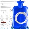 2 L Enema Bag with SwitchHot-Water Bottle5.0 ft. Long Silicone Hose ,3 Multi-Size Reusable Tips, Controlable Water Flow Valve- Coffee, Shower, Douche & Home Adult Enema KitBlue view 1
