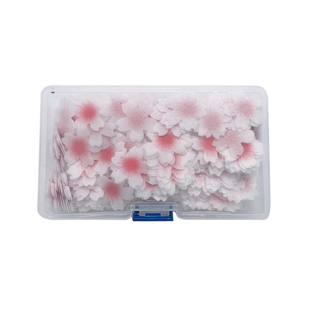 100 Pcs Edible Flowers Cake Topper Cupcake Toppers Decorations, Wafer Paper Pink Cherry Blossom Flowers for Wedding Themed Party Birthday Cake Decoration