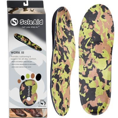 SoleAid Work III Performance Insoles - Anti-Fatigue Medium Flex Arch Support Comfort Orthotic Shoe/Boot Insert - Triple Layered Shock-Absorbing Foam Cushioned Insole (Women - / Men 13-13.5)