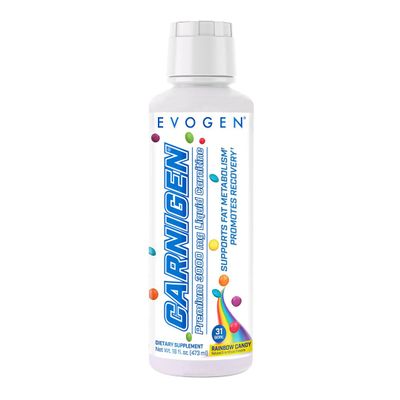 Evogen Carnigen Premium L Carnitine Liquid L Carnitine 3000 Supplement | L Carnitine Supplement for Fat Metabolism & Recovery | Acetyl L-Carnitine | Caffeine Free | Rainbow Candy | 31 Servings