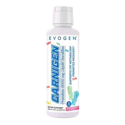Evogen Carnigen Premium L Carnitine Liquid L Carnitine 3000 Supplement | L Carnitine Supplement for Fat Metabolism & Recovery | Acetyl L-Carnitine | Caffeine Free | Sour Gummies | 31 Servings