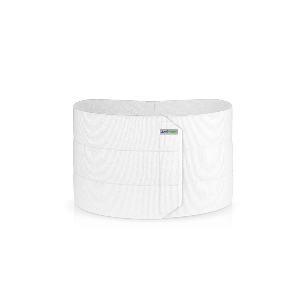 Actimove Professional Abdominal Binder for Men | Three or Four-Panel Belly Band for Lower Waist Support | Compression Garment for Post Traumatic & Post Surgical Recovery | White, 3-Panel, Large