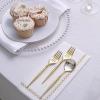 24 Gold Disposable 6 in Premium Plastic Cutlery Spoons Forks Set Wedding Party Events Reception Home Decorations Supplies view 3