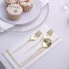 24 Ivory Disposable 6 in Premium Plastic Cutlery Spoons Forks Set Wedding Party Events Reception Home Decorations Supplies view 3