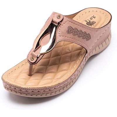 EKSED Women Arch Sandal,Plantar Fasciitis PU Leather Soft Orthopedic Sandal,Fashionable Beach Slipper,Outdoor Toe Sandal