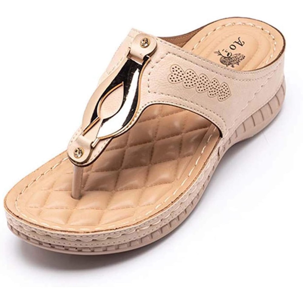 EKSED Women Arch Sandal,Plantar Fasciitis PU Leather Soft Orthopedic Sandal,Fashionable Beach Slipper,Outdoor Toe Sandal