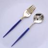 24 Royal Blue Disposable 6 in Premium Plastic Cutlery Spoons Forks Set Wedding Party Events Reception Home Decorations Supplies view 1