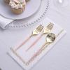 24 Rose Gold Disposable 6 in Premium Plastic Cutlery Spoons Forks Set Wedding Party Events Reception Home Decorations Supplies view 2
