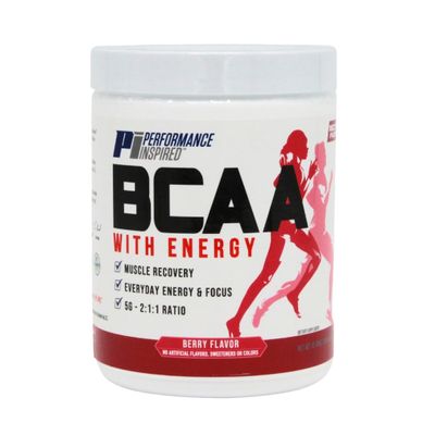PERFORMANCE INSPIRED Nutrition BCAA with Energy 5G BCAA, 480mg CherryPURE, 160mg Natural Caffeine Supports Muscle Recovery & Endurance Berry Flavor