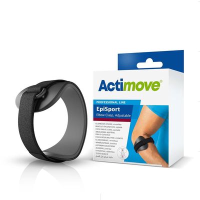Actimove Professional EpiSport Epicondylitis Clasp for Men/Women | Tennis Elbow Strap Tendonitis Arm Band, Counterforce Brace & Elbow Band for Bursitis, Tendon Pain Relief, Black, X-Small
