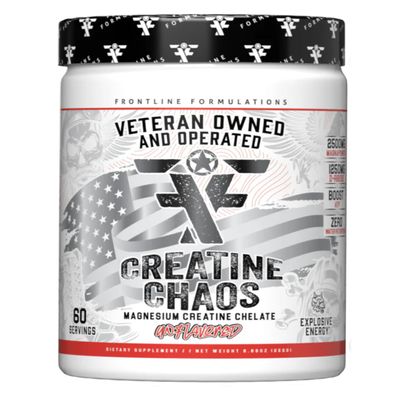 FRONTLINE FORMULATIONS Creatine Chaos, Promotes Lean Muscle Growth, Unflavored, Aids Muscle Recovery, Post-Workout Supplement, Veteren Owned and Operated (60 Servings, Magnesium Creatine Chelate)